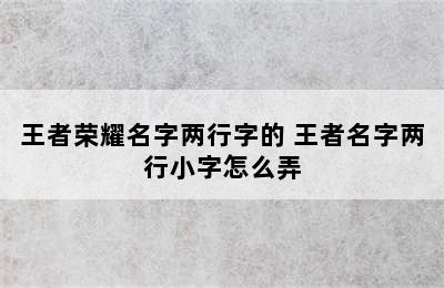 王者荣耀名字两行字的 王者名字两行小字怎么弄